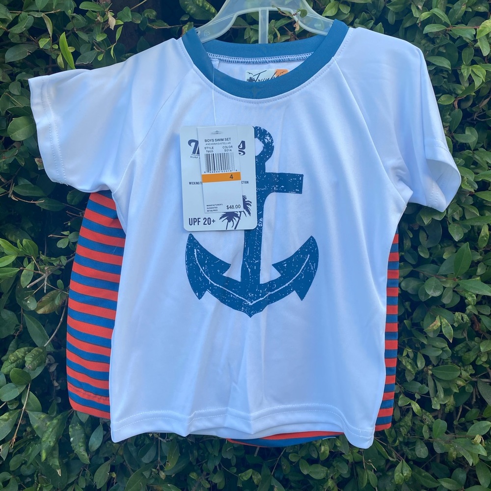 NWT Surf and Swim Co. boys swim set red/blue/white - Picture 3 of 8